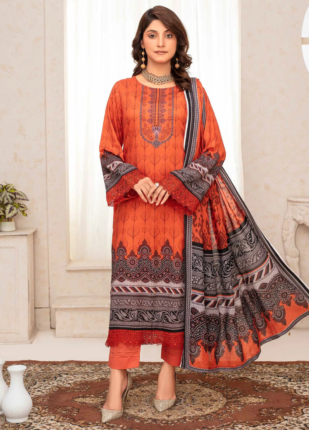 Falak by Feroza Printed Slub Linen Suits Unstitched 3 Piece FZ24FL D-06 - Winter Collection
