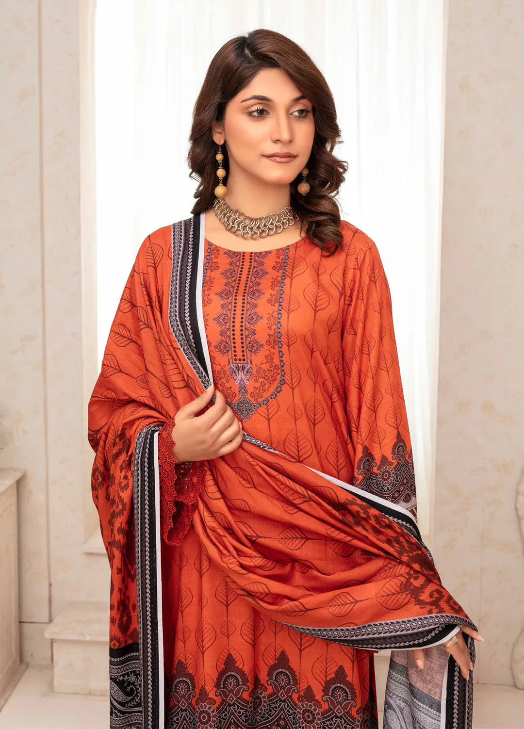 Falak by Feroza Printed Slub Linen Suits Unstitched 3 Piece FZ24FL D-06 - Winter Collection