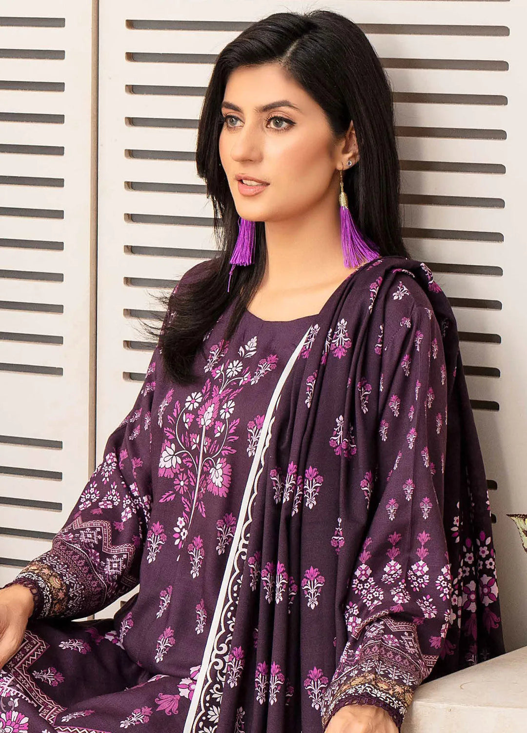 Falak by Feroza Printed Slub Linen Suits Unstitched 3 Piece FZ24FL D-07 - Winter Collection