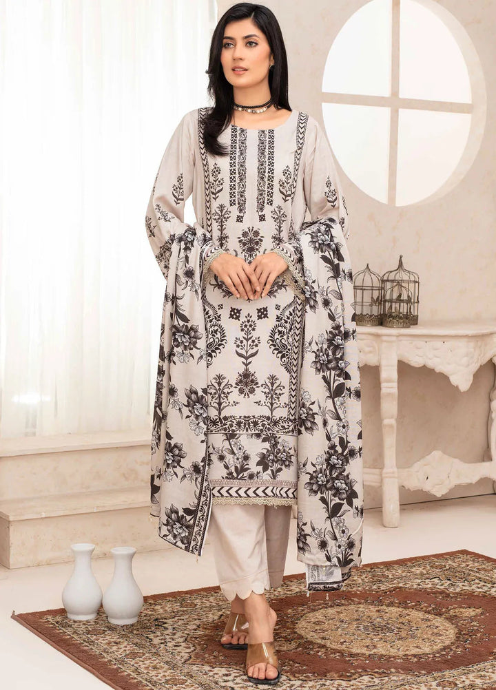 Falak by Feroza Printed Slub Linen Suits Unstitched 3 Piece FZ24FL D-08 - Winter Collection