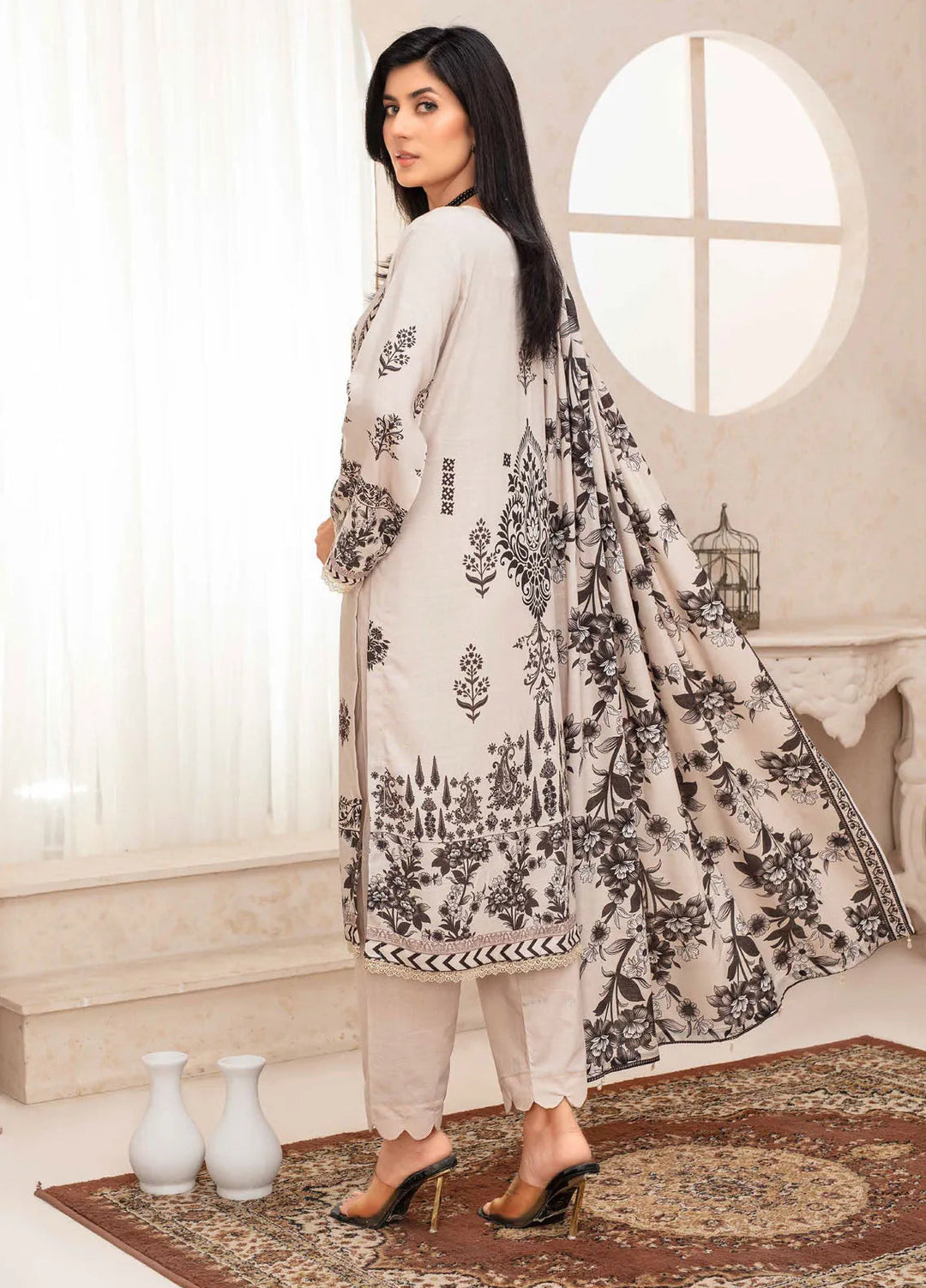 Falak by Feroza Printed Slub Linen Suits Unstitched 3 Piece FZ24FL D-08 - Winter Collection