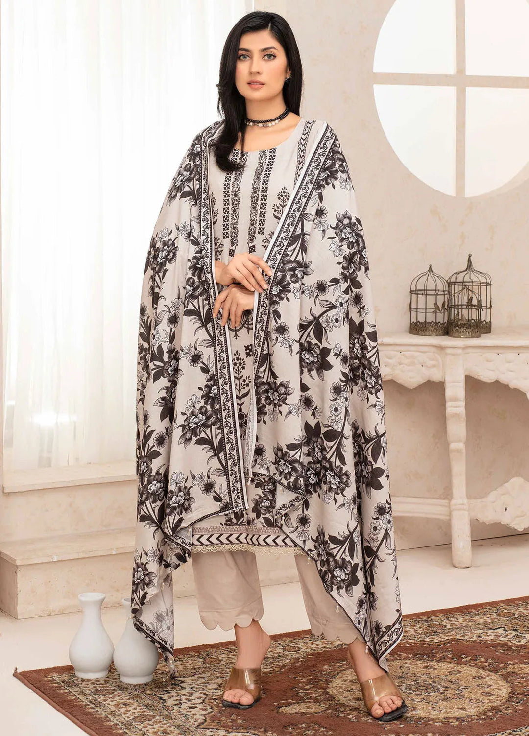 Falak by Feroza Printed Slub Linen Suits Unstitched 3 Piece FZ24FL D-08 - Winter Collection