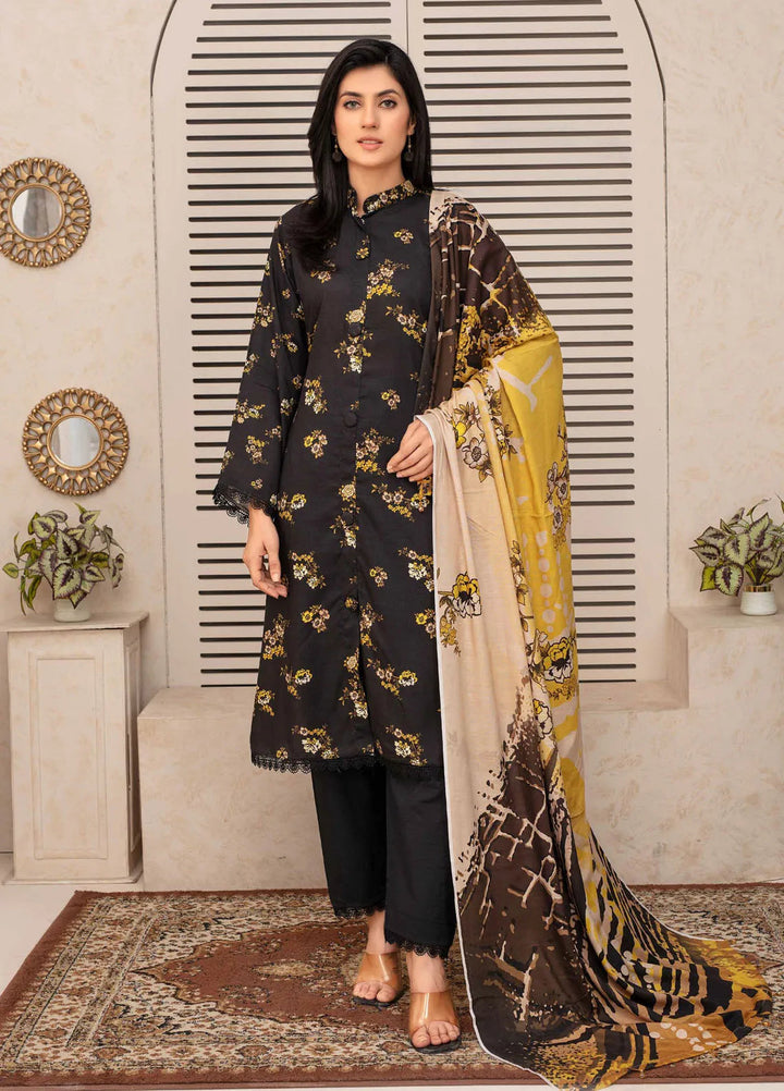 Falak by Feroza Printed Slub Linen Suits Unstitched 3 Piece FZ24FL D-09 - Winter Collection