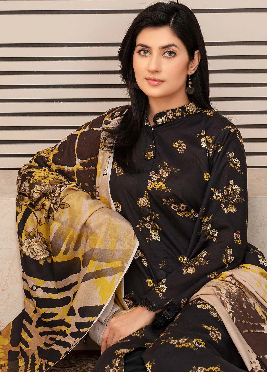 Falak by Feroza Printed Slub Linen Suits Unstitched 3 Piece FZ24FL D-09 - Winter Collection