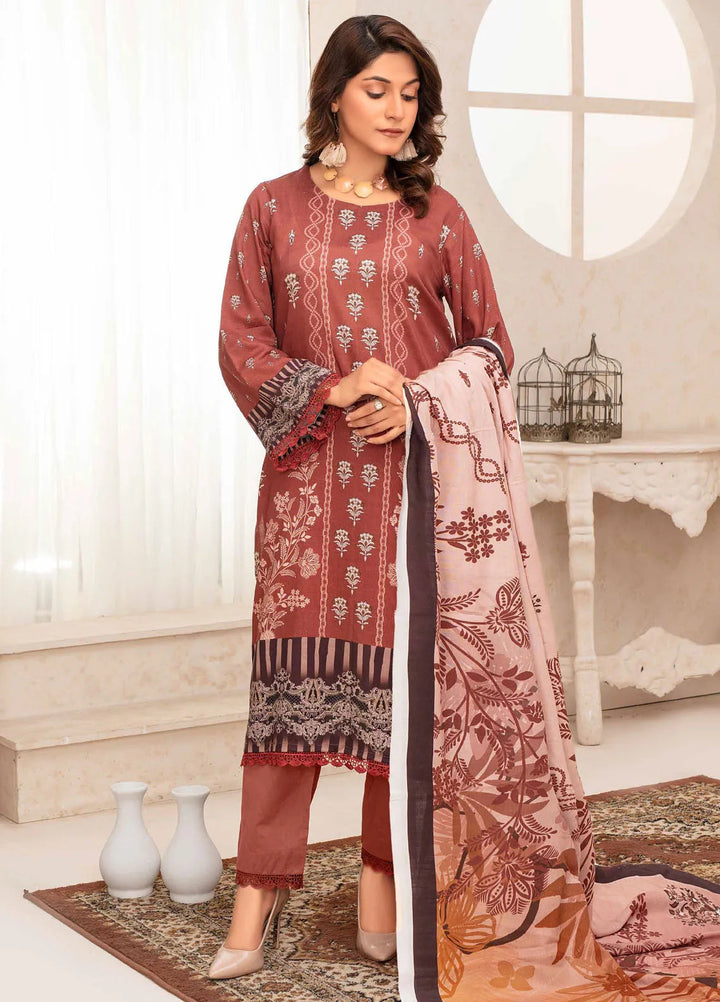 Falak by Feroza Printed Slub Linen Suits Unstitched 3 Piece FZ24FL D-10 - Winter Collection