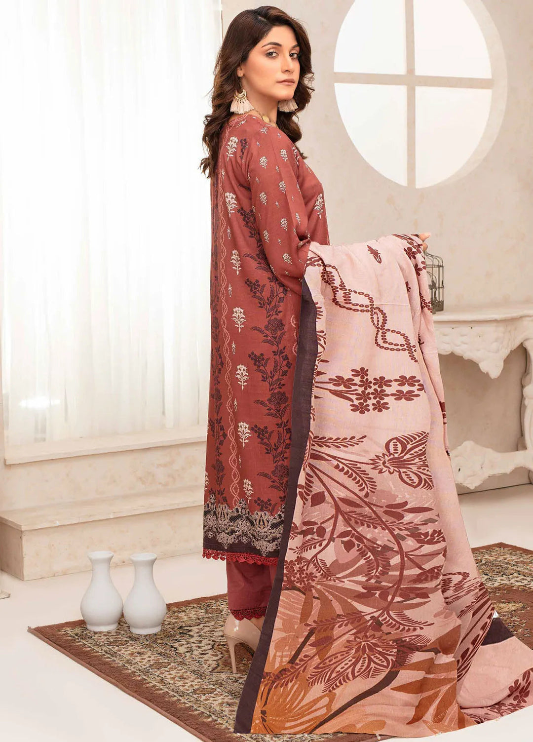 Falak by Feroza Printed Slub Linen Suits Unstitched 3 Piece FZ24FL D-10 - Winter Collection
