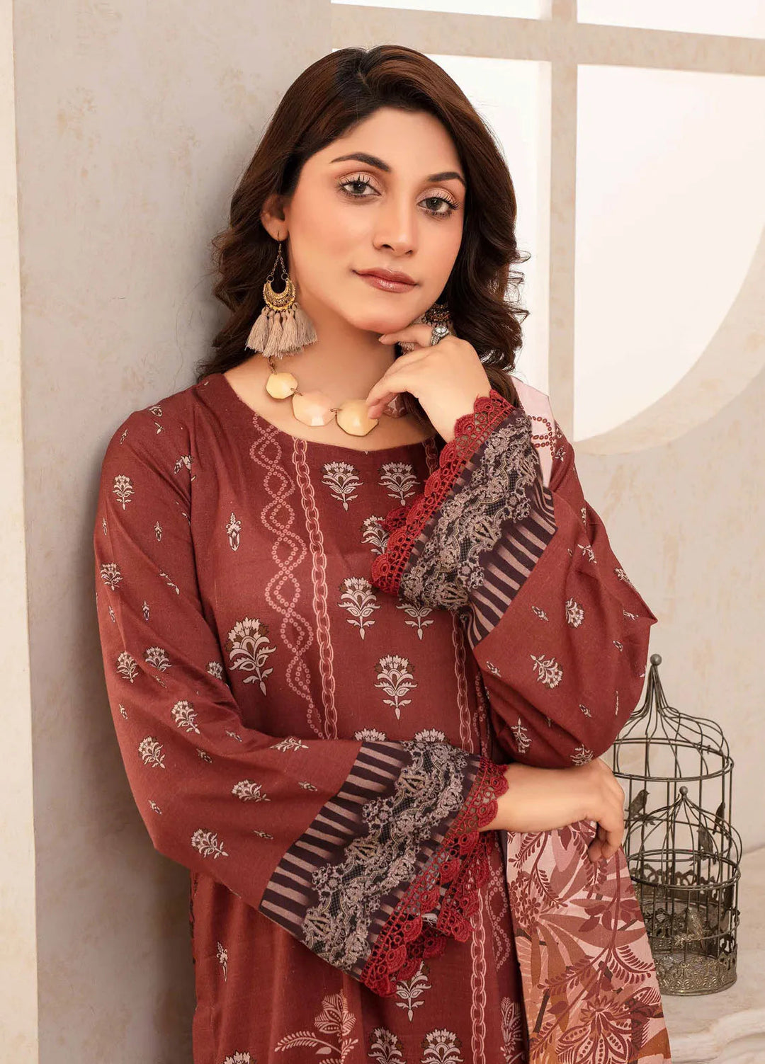 Falak by Feroza Printed Slub Linen Suits Unstitched 3 Piece FZ24FL D-10 - Winter Collection