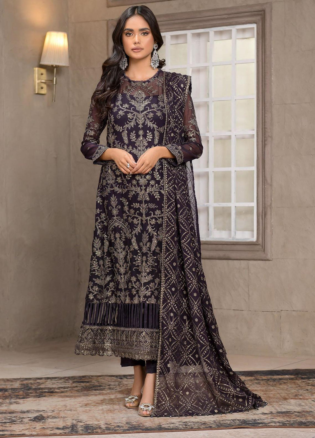 Falak by Zarif Embroidered  Suits Unstitched 3 Piece ZF22F ZF-02 Azalea - Festive Collection