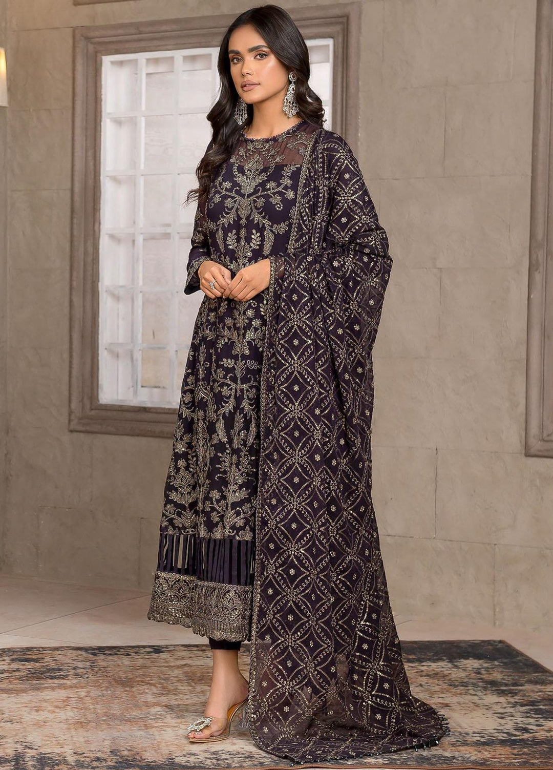 Falak by Zarif Embroidered  Suits Unstitched 3 Piece ZF22F ZF-02 Azalea - Festive Collection
