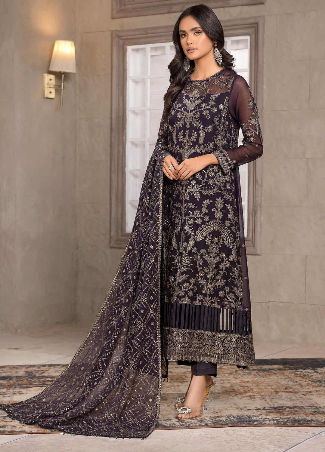 Falak by Zarif Embroidered  Suits Unstitched 3 Piece ZF22F ZF-02 Azalea - Festive Collection