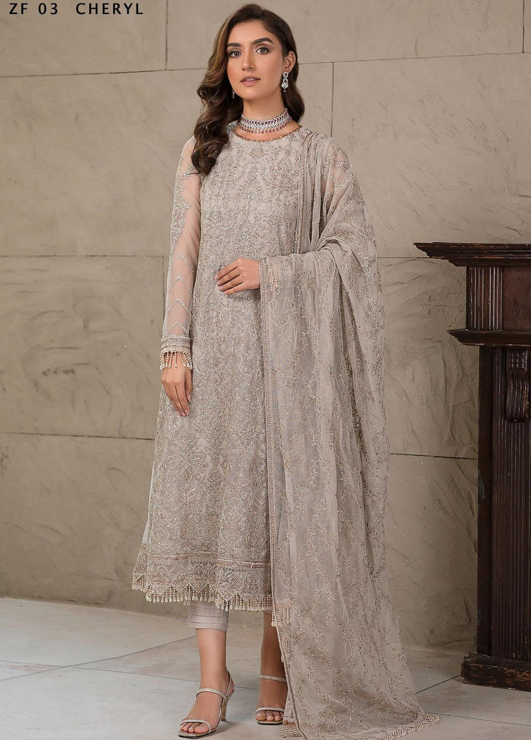 Falak by Zarif Embroidered  Suits Unstitched 3 Piece ZF22F ZF-03 Cheryl - Festive Collection