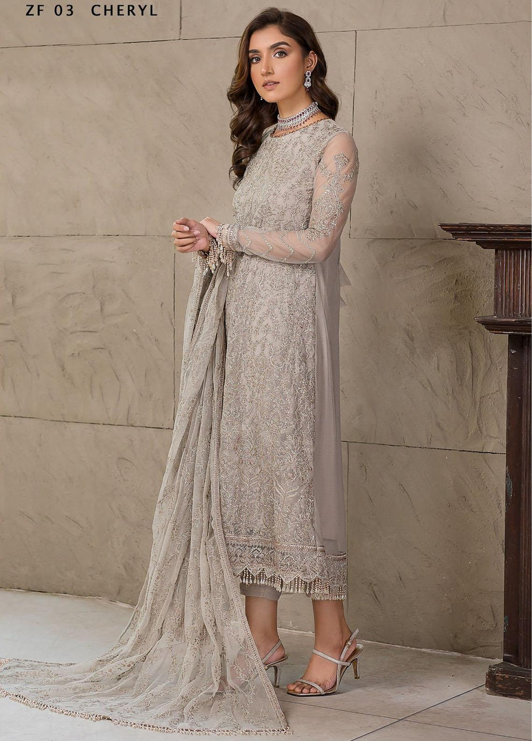 Falak by Zarif Embroidered  Suits Unstitched 3 Piece ZF22F ZF-03 Cheryl - Festive Collection