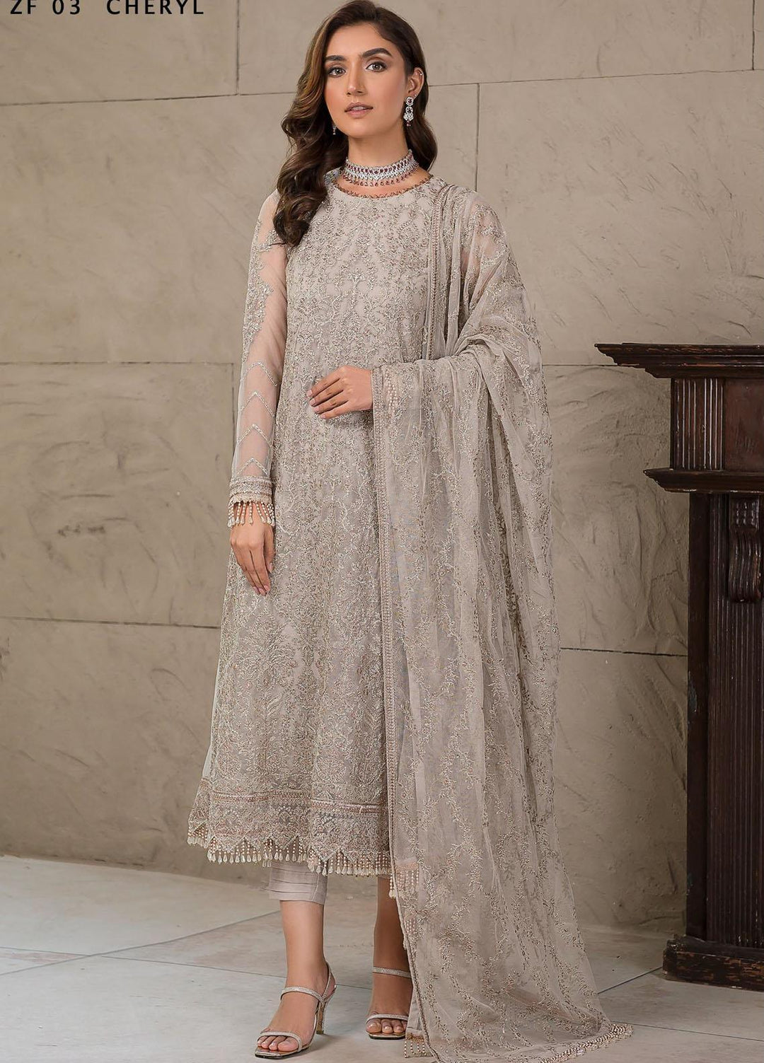 Falak by Zarif Embroidered  Suits Unstitched 3 Piece ZF22F ZF-03 Cheryl - Festive Collection