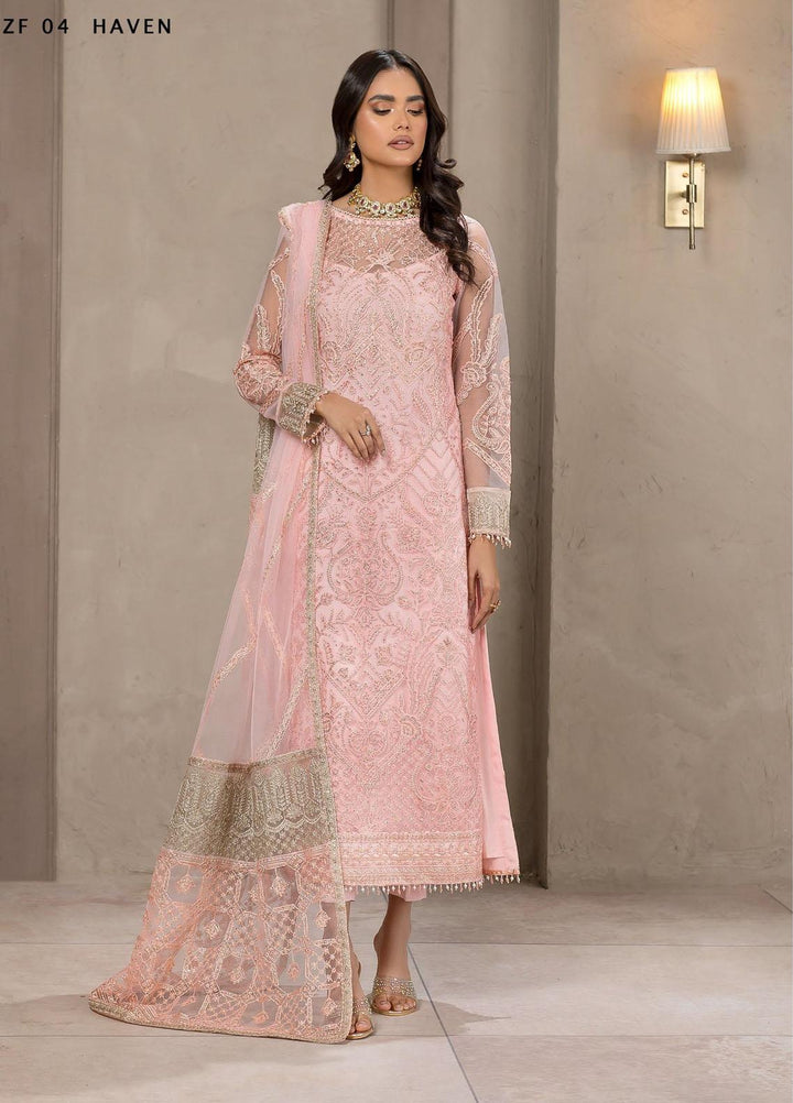Zarif Unstitched Embroidered Net 3 Piece Suit ZR26UF Falak ZF-04-Haven - Festive Collection
