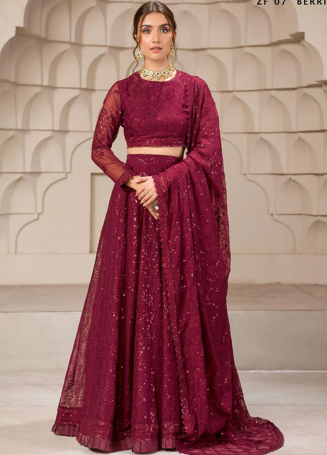 Falak by Zarif Embroidered  Suits Unstitched 3 Piece ZR25UF ZF-07 Berria - Festive Collection