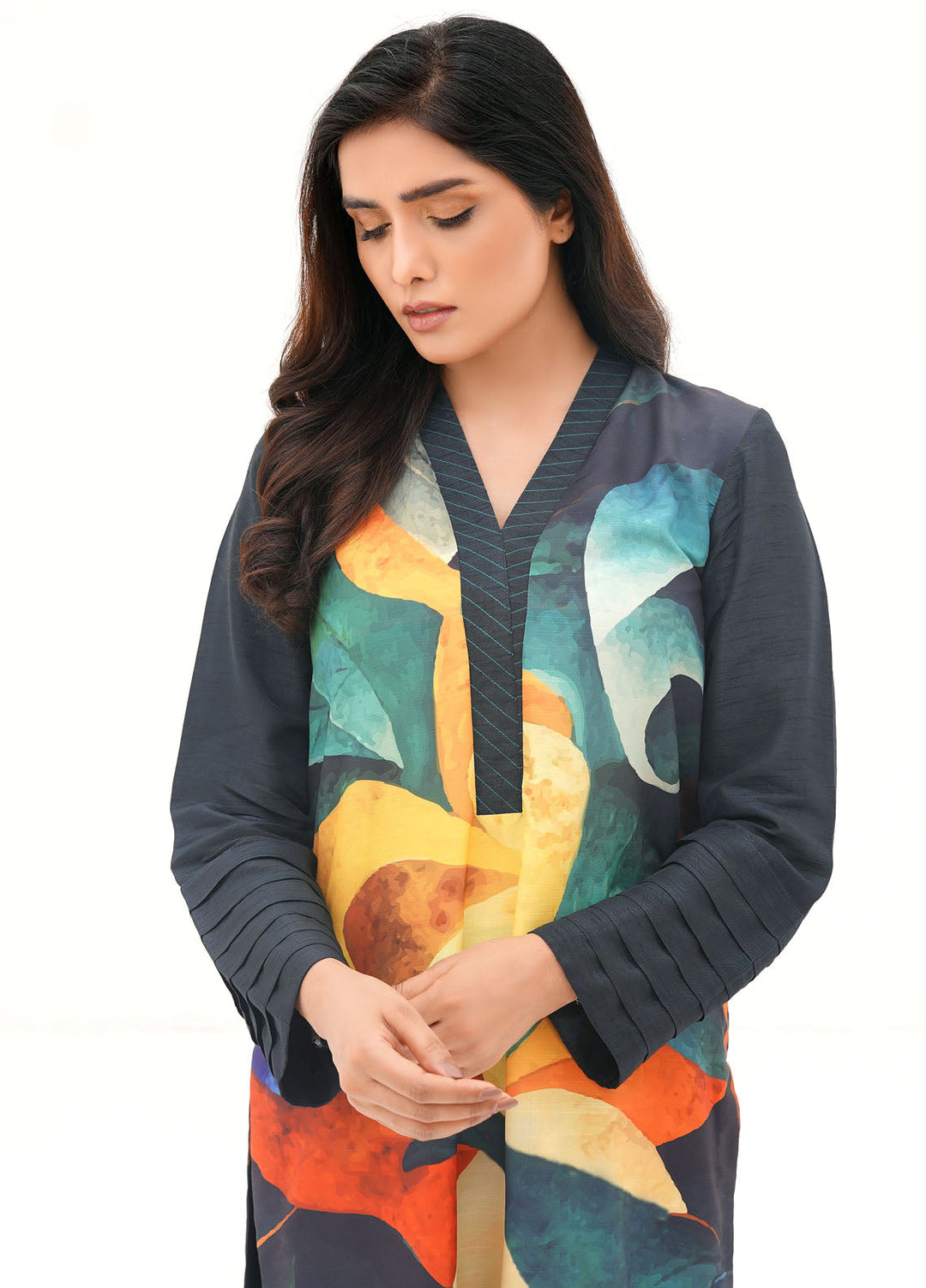 Farah Agha Pret Printed Silk 2 Piece Suit Root