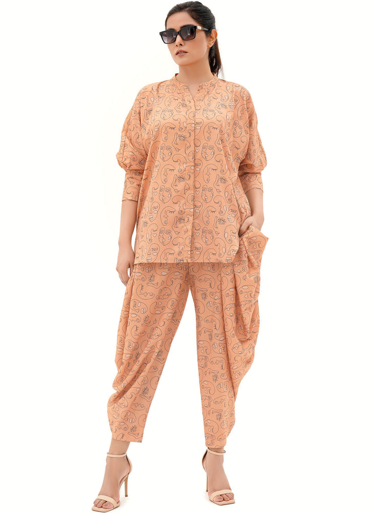 Farah Agha Pret Solids Silk 2 Piece Suit Echo
