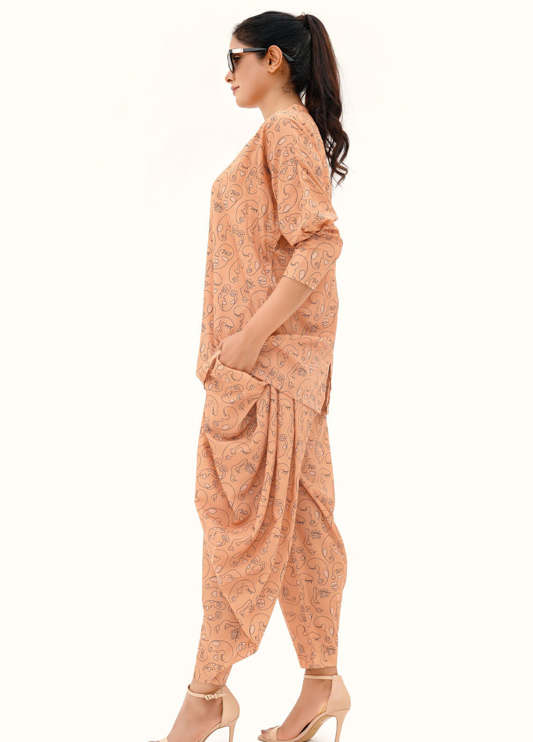 Farah Agha Pret Solids Silk 2 Piece Suit Echo