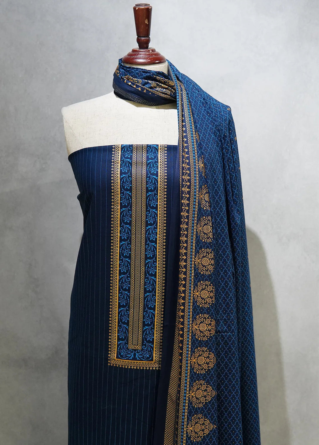 Farah N Faria By Bin Saeed Embroidered Lawn Unstitched Suit 3 Piece BS24F Blue - Summer Collection