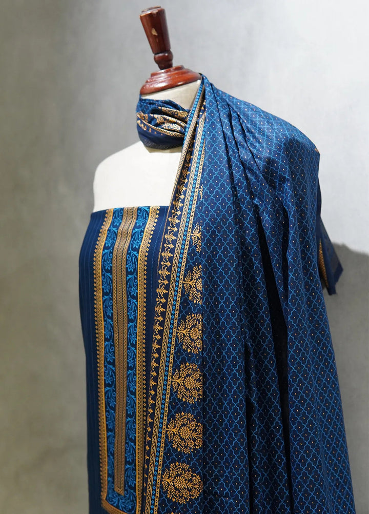 Farah N Faria By Bin Saeed Embroidered Lawn Unstitched Suit 3 Piece BS24F Blue - Summer Collection