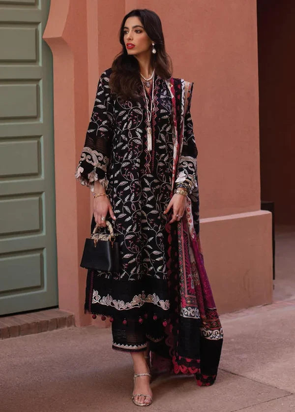 Kesh By Farah Talib Aziz Embroidered Lawn Suits Unstitched 3 Piece FTA23K FTA-08 Noir Souq - Luxury Collection
