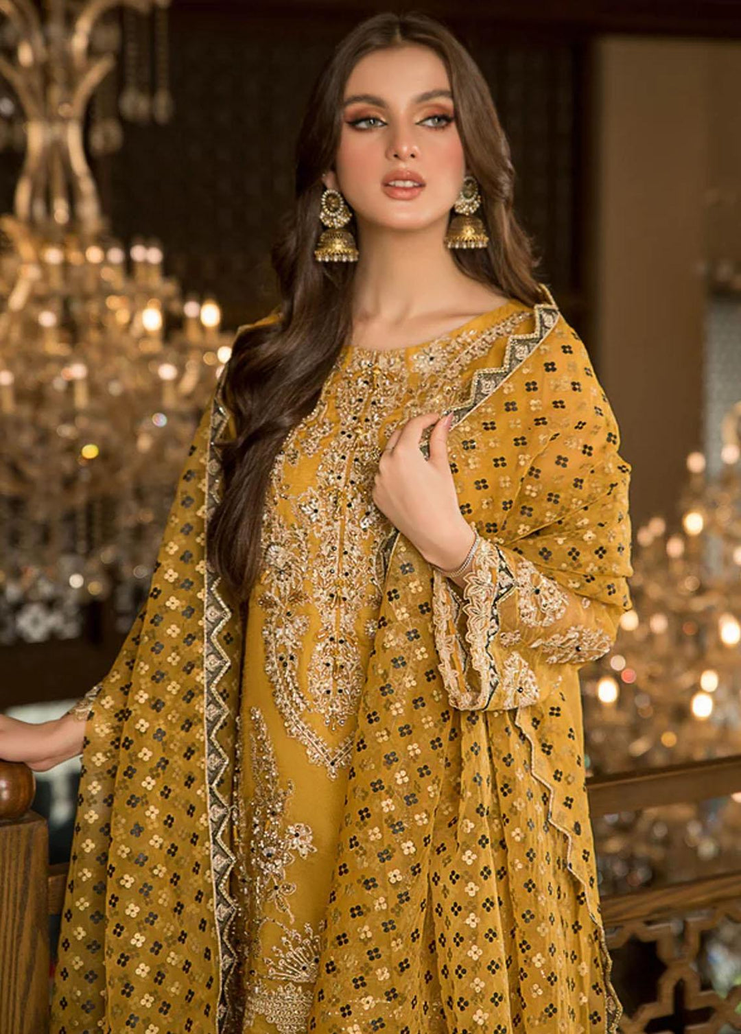 Farahnosh By Aroshi Embroidered Organza Suits Unstitched 3 Piece ASH22F Gul-e-Kokab - Luxury Collection