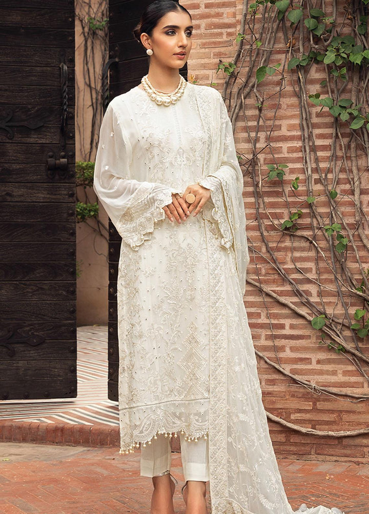 Farasha Embroidered Chiffon Suits Unstitched 3 Piece FSH21C-1 03 PORCELAIN - Festive Collection