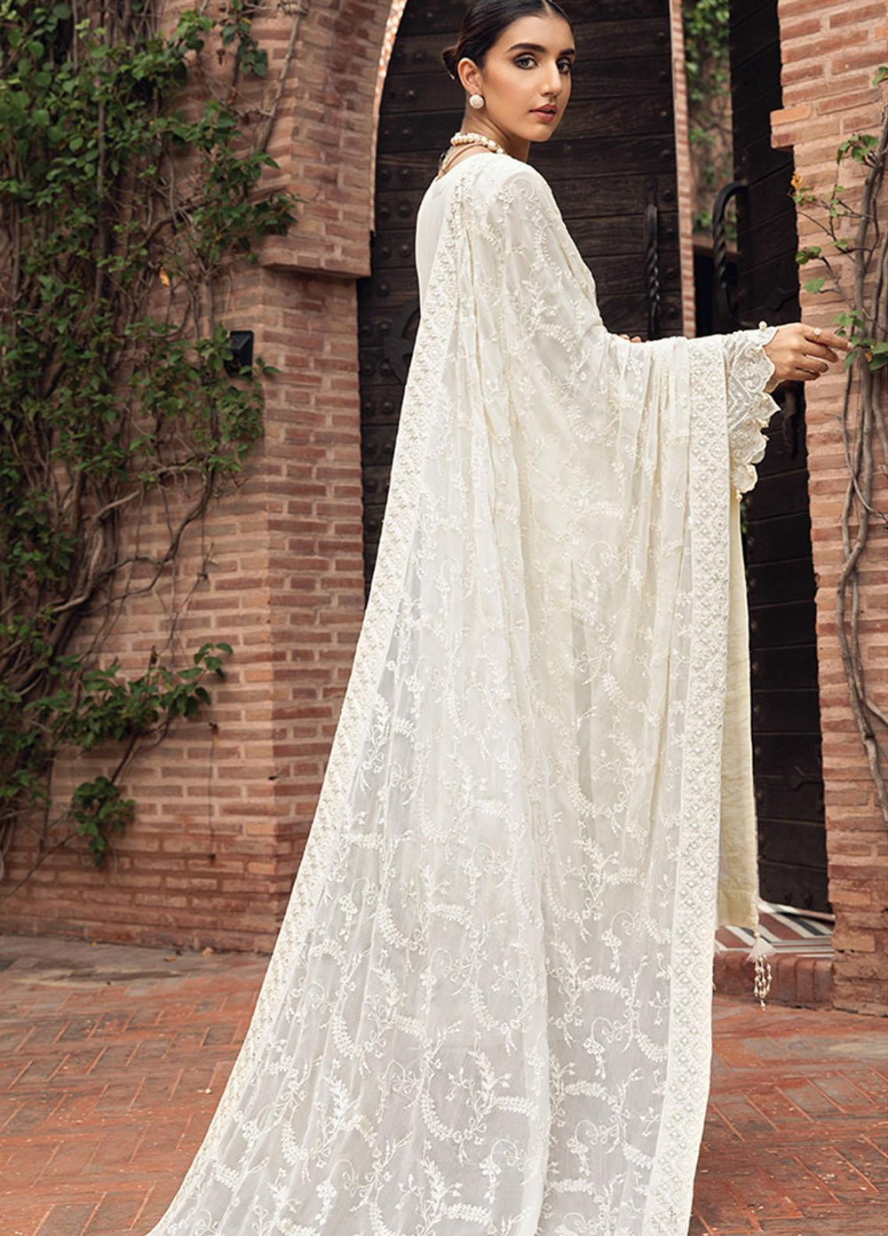 Farasha Embroidered Chiffon Suits Unstitched 3 Piece FSH21C-1 03 PORCELAIN - Festive Collection