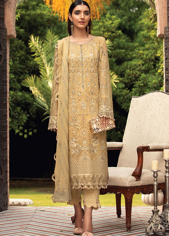 Farasha Embroidered Chiffon Suits Unstitched 3 Piece FSH21C-1 06 SEPIA - Festive Collection