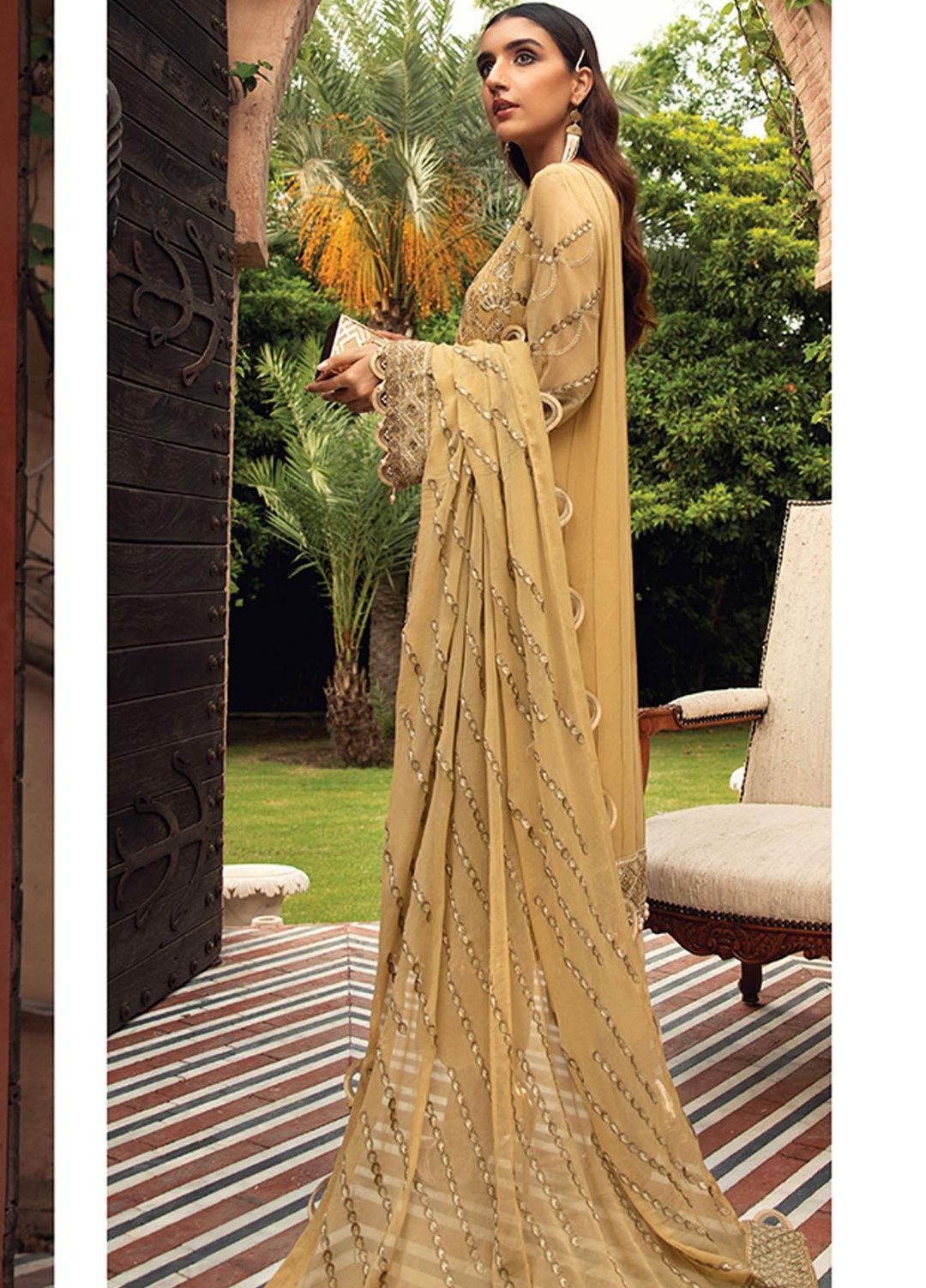 Farasha Embroidered Chiffon Suits Unstitched 3 Piece FSH21C-1 06 SEPIA - Festive Collection