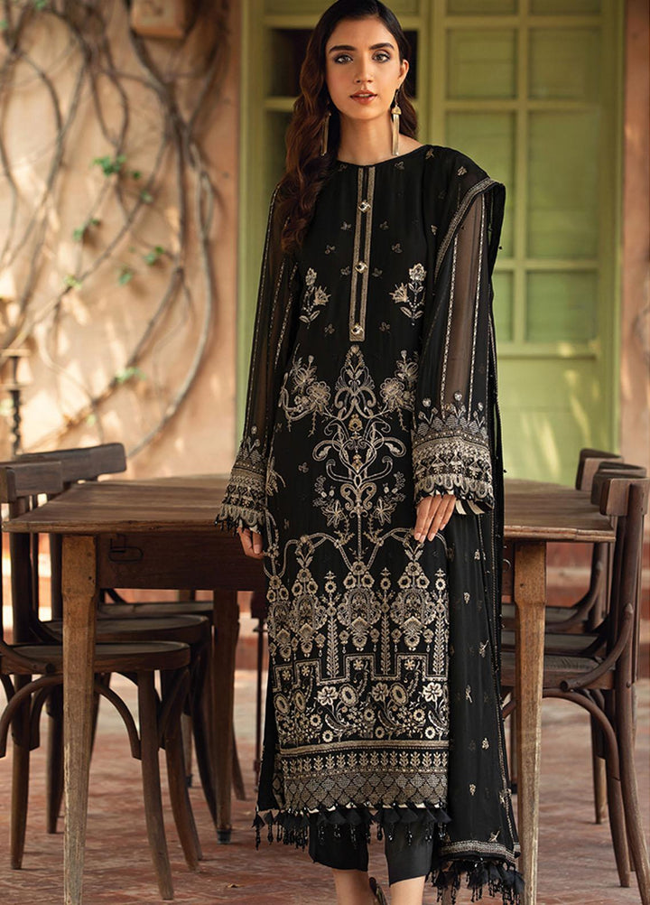 Farasha Embroidered Chiffon Suits Unstitched 3 Piece FSH21C-1 07 ONYX - Festive Collection