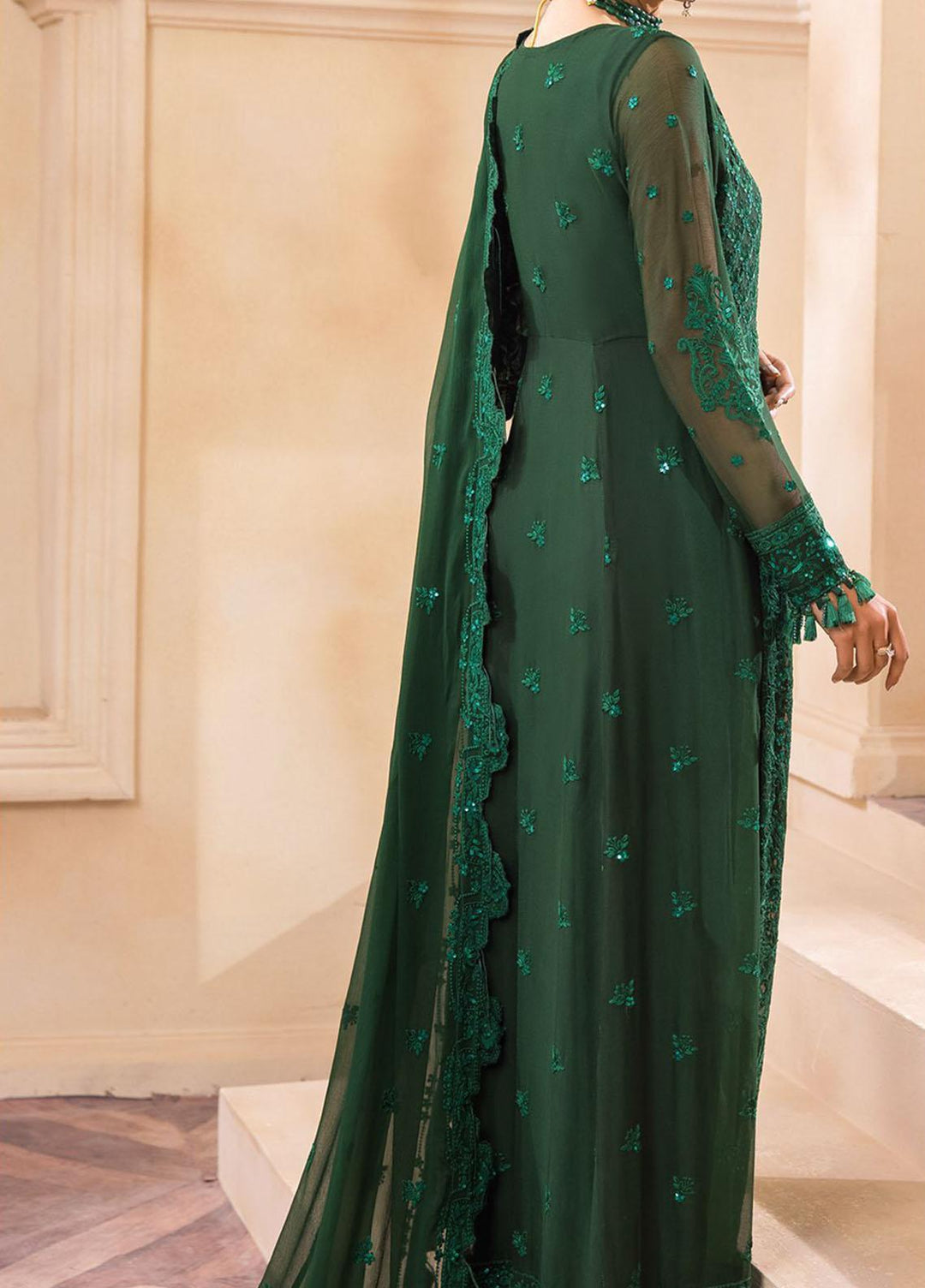 Farasha Embroidered Chiffon Suits Unstitched 3 Piece FSH22C 01 Glimmer - Luxury Collection