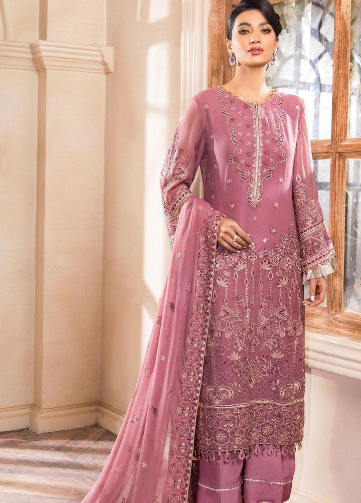 Farasha Embroidered Chiffon Suits Unstitched 3 Piece FSH22C 02 Tea Rose - Luxury Collection
