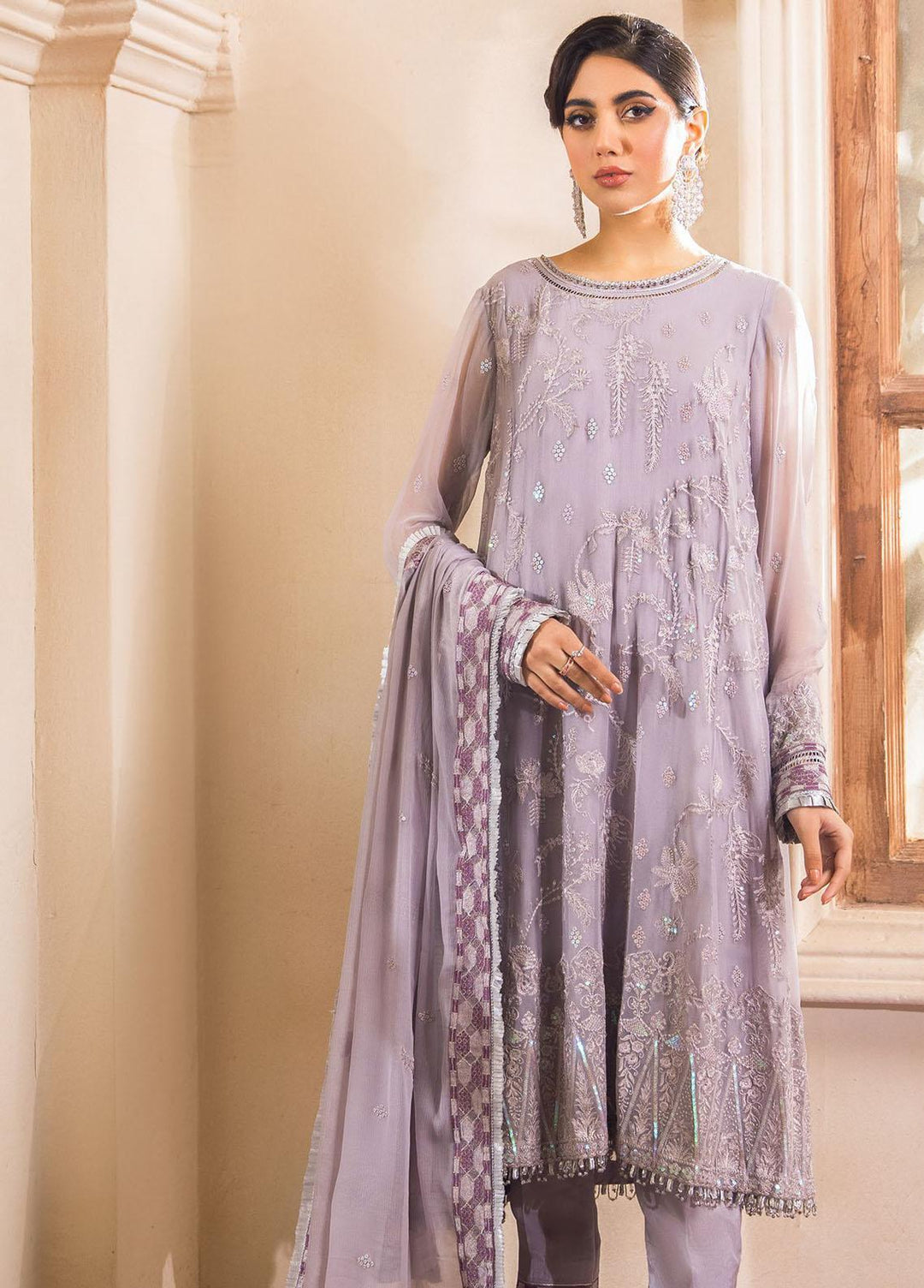 Farasha Embroidered Chiffon Suits Unstitched 3 Piece FSH22C 04 Clarisse - Luxury Collection
