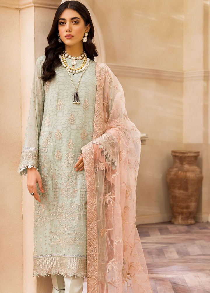 Farasha Embroidered Chiffon Suits Unstitched 3 Piece FSH22C 05 Breeze - Luxury Collection