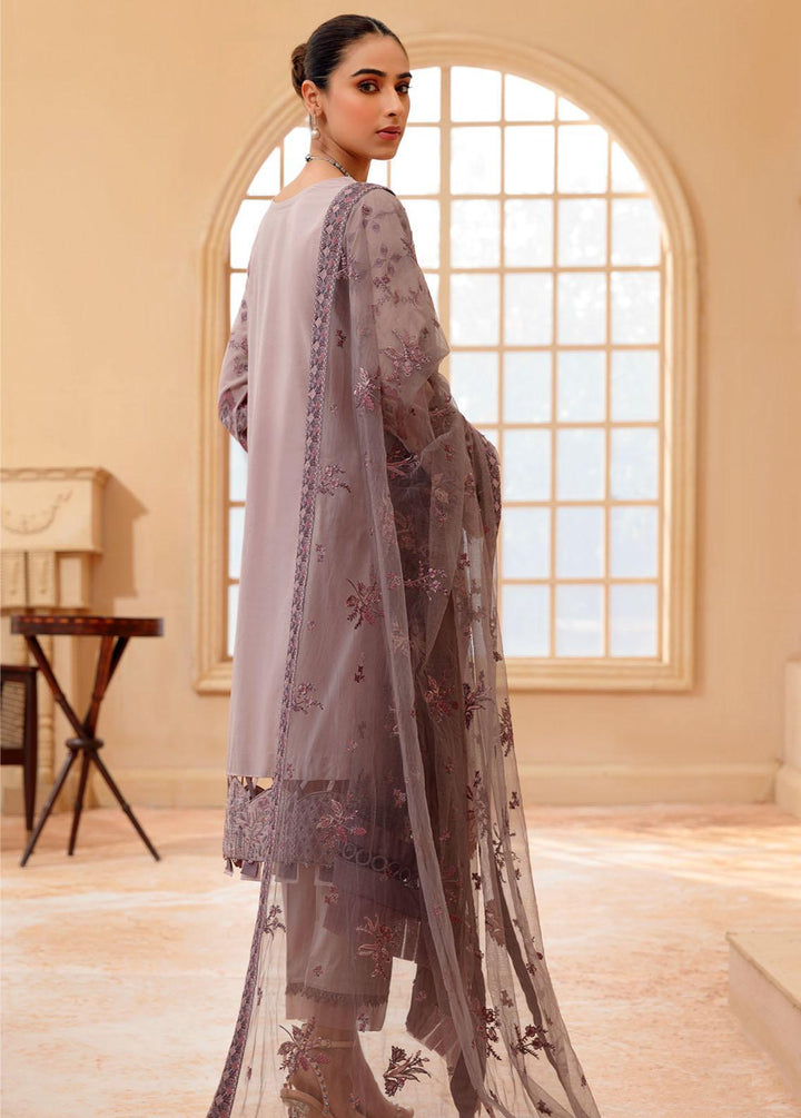 Farasha Embroidered Lawn Suit Unstitched 3 Piece FSH22FL 02 Dusty Mauve - Festive Collection