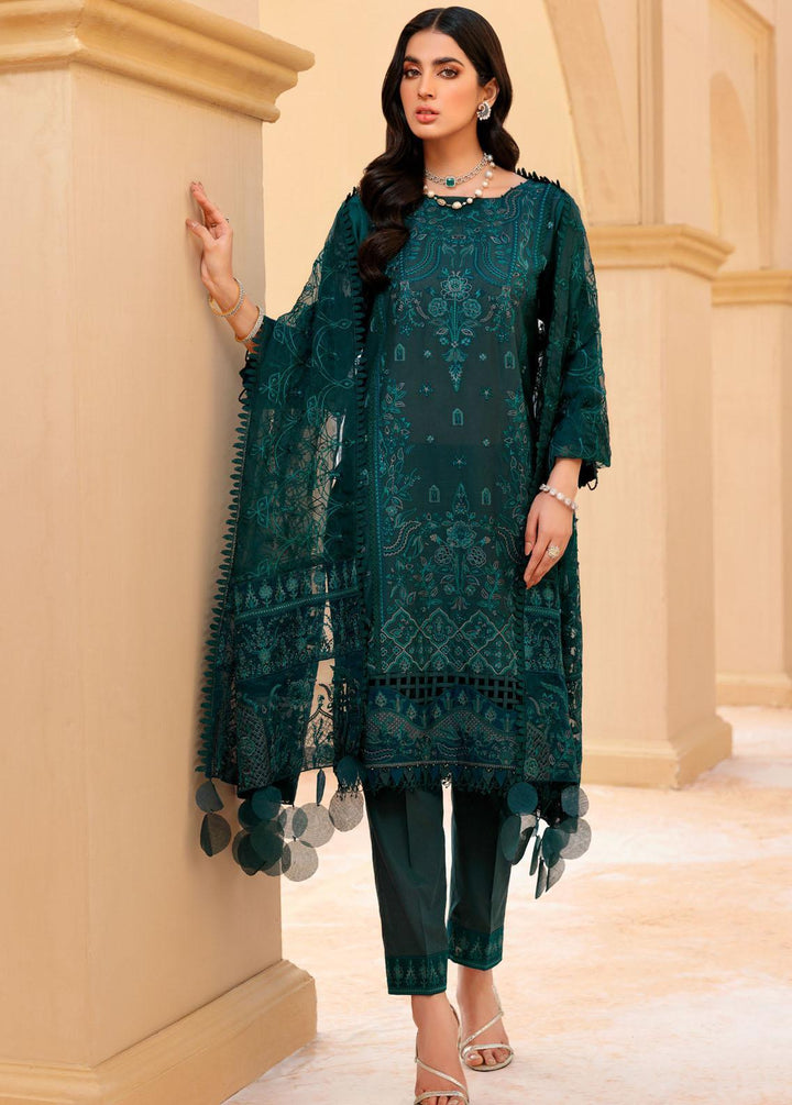 Farasha Embroidered Lawn Suit Unstitched 3 Piece FSH22FL 04 Moonstone - Festive Collection