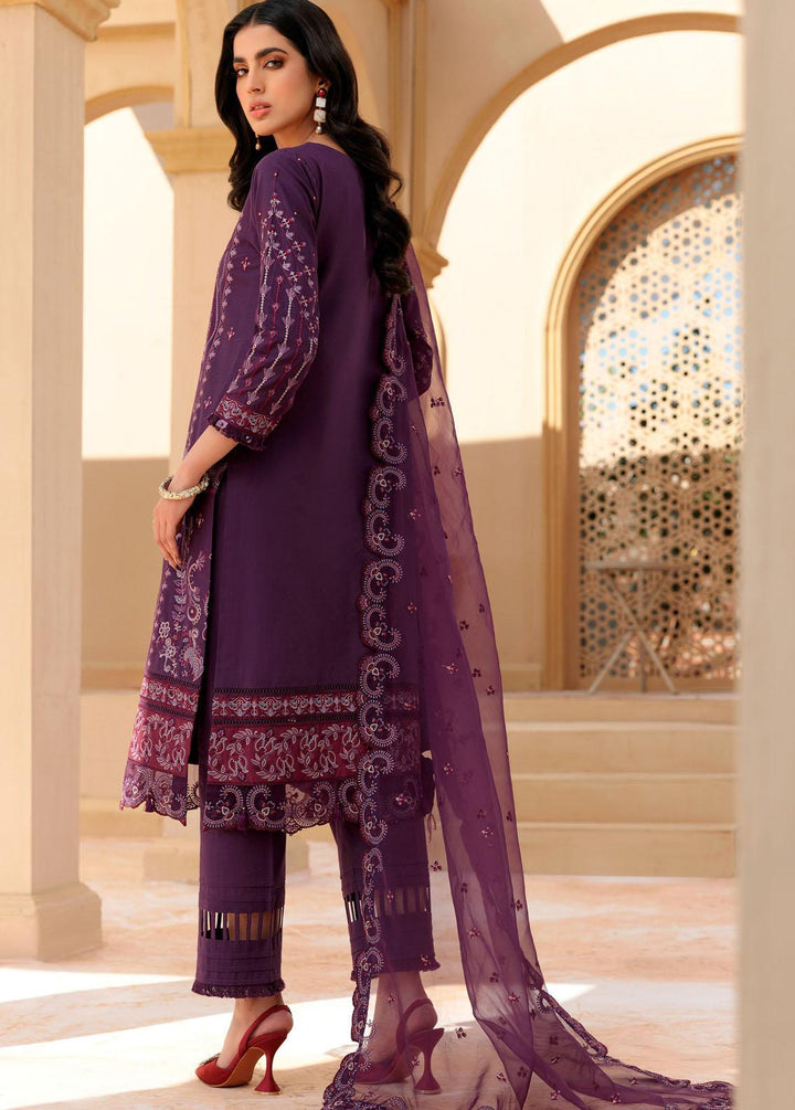 Farasha Embroidered Lawn Suit Unstitched 3 Piece FSH22FL 08 Purple Essence - Festive Collection