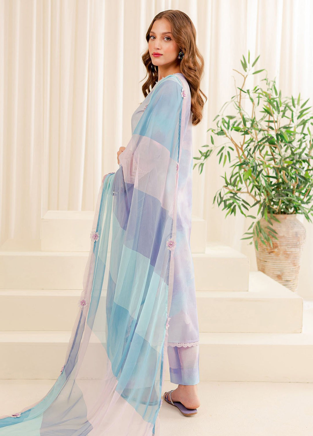 Farasha Embroidered Lawn Suits Unstitched 3 Piece FSH24PE D-06 Snowy Dove - Summer Collection