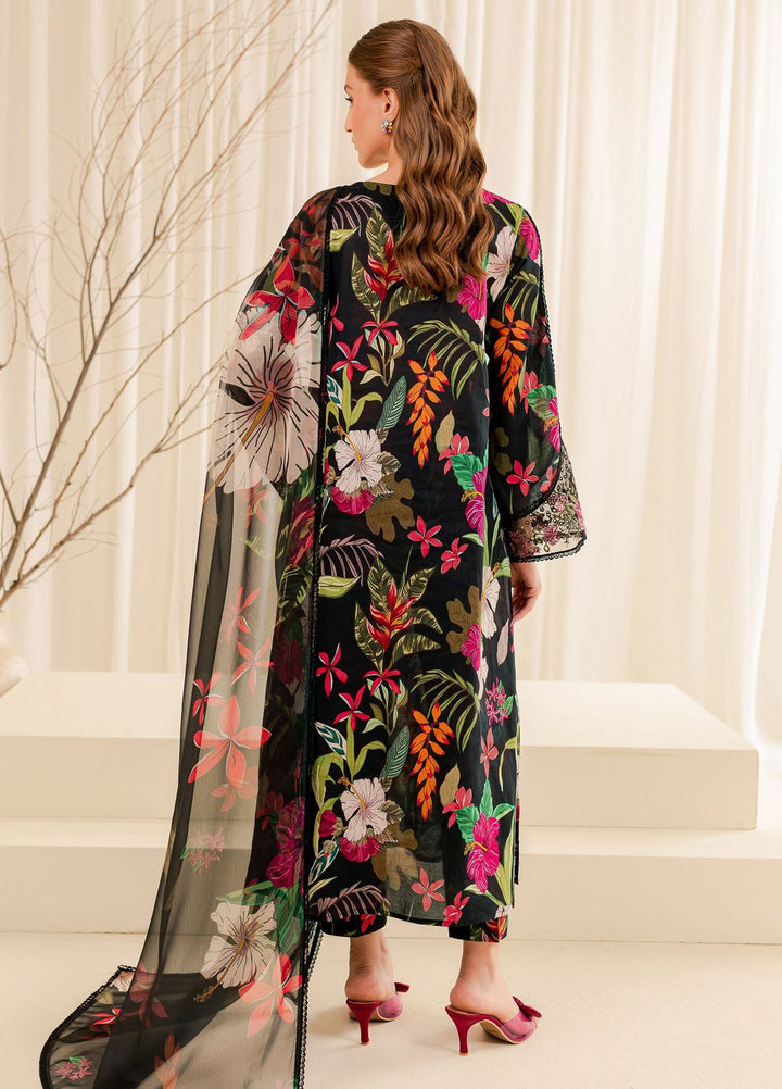 Farasha Embroidered Lawn Suits Unstitched 3 Piece FSH24PE D-07 Ebony Passion - Summer Collection