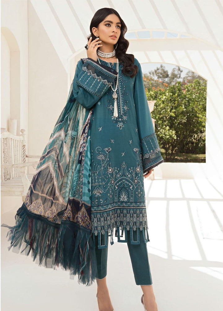 Farasha Embroidered Lawn Suits Unstitched 3 Piece FSH21-L2 03 Blazing Crystal - Festive Collection
