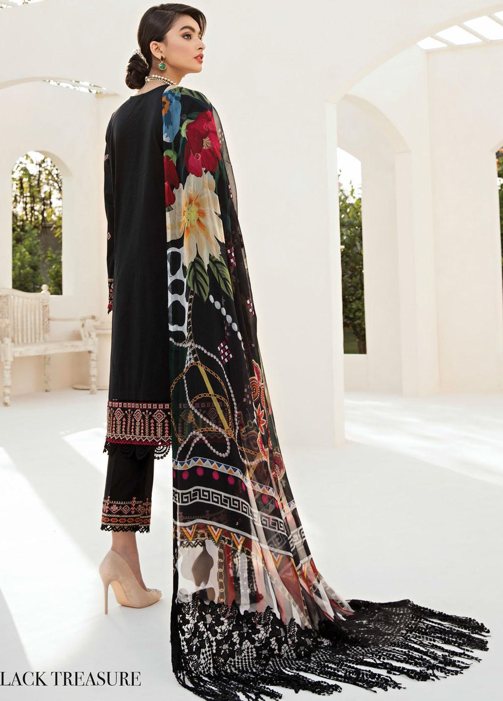 Farasha Embroidered Lawn Suits Unstitched 3 Piece FSH21-L2 06 Black Treasure - Festive Collection
