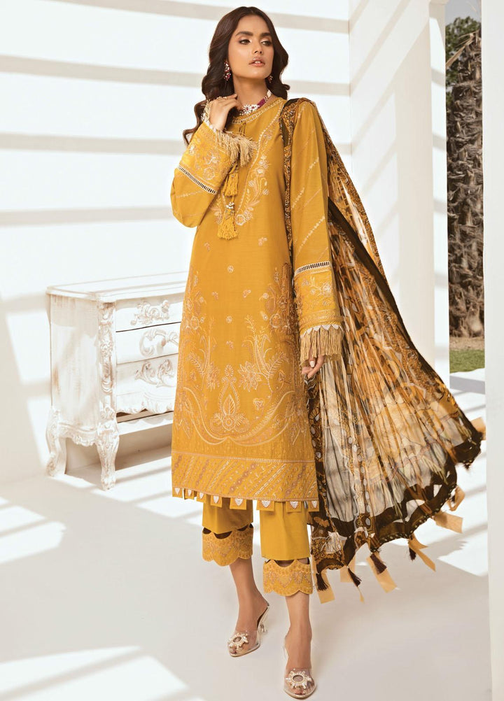 Farasha Embroidered Lawn Suits Unstitched 3 Piece FSH21-L2 07 Sunbeam Glow - Festive Collection