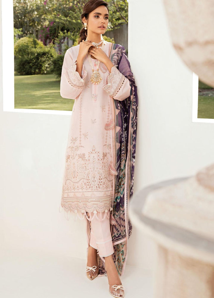 Farasha Embroidered Lawn Suits Unstitched 3 Piece FSH21-L2 08 Pink Flora - Festive Collection