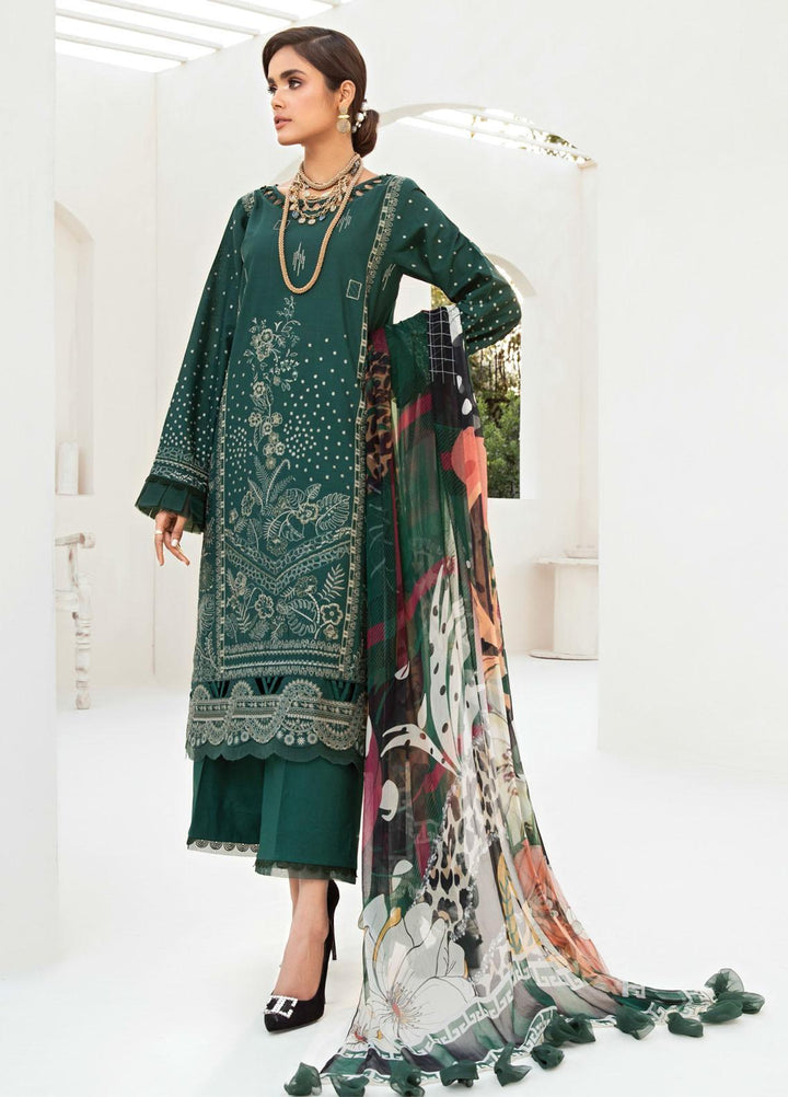 Farasha Embroidered Lawn Suits Unstitched 3 Piece FSH21-L2 09 Green Valley - Festive Collection