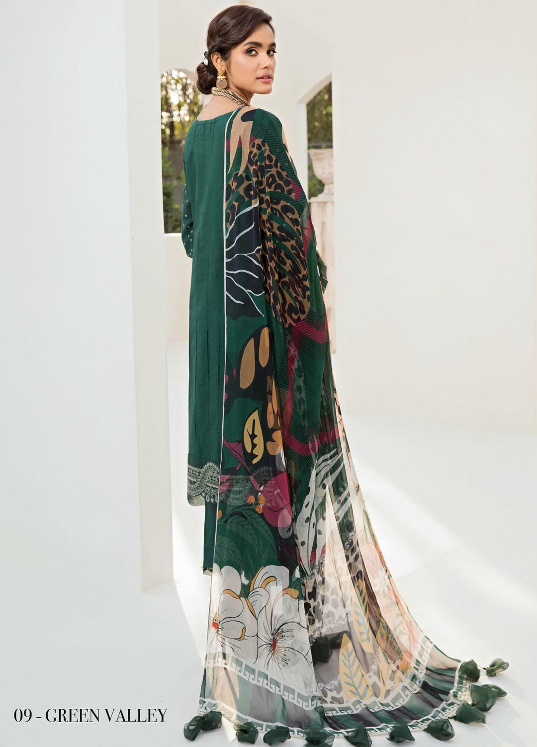 Farasha Embroidered Lawn Suits Unstitched 3 Piece FSH21-L2 09 Green Valley - Festive Collection