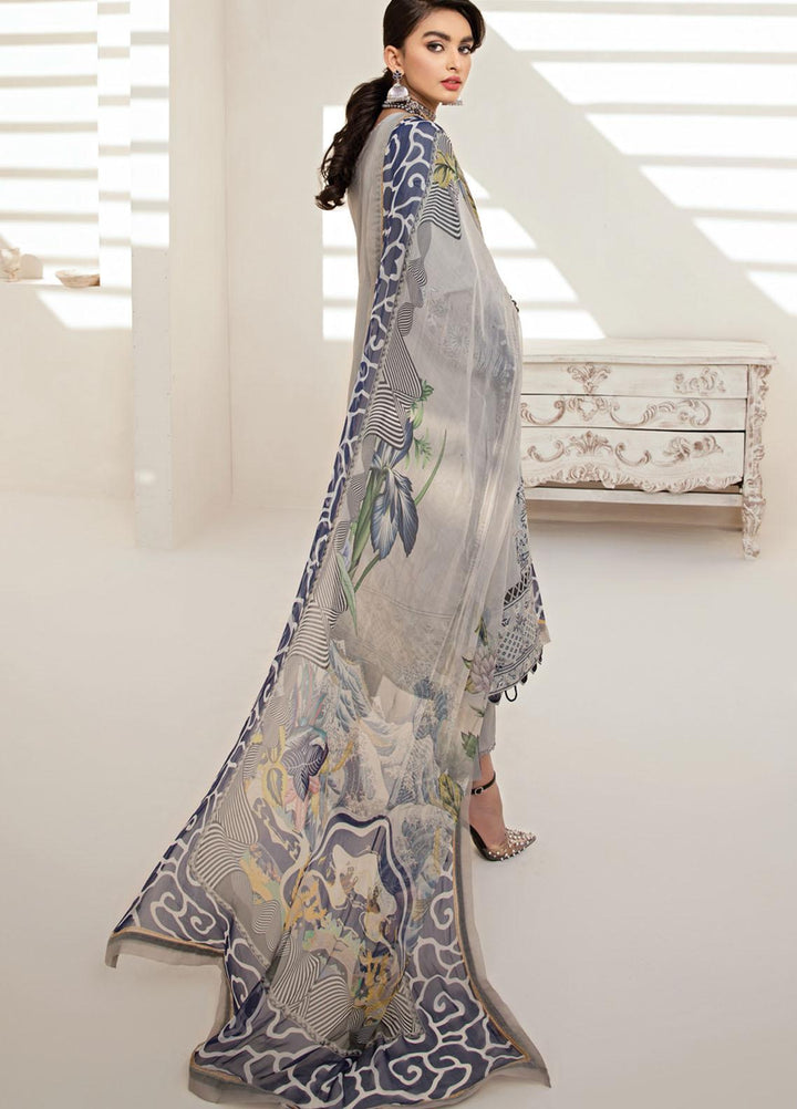 Farasha Embroidered Lawn Suits Unstitched 3 Piece FSH21-L2 10 Earl Grey - Festive Collection