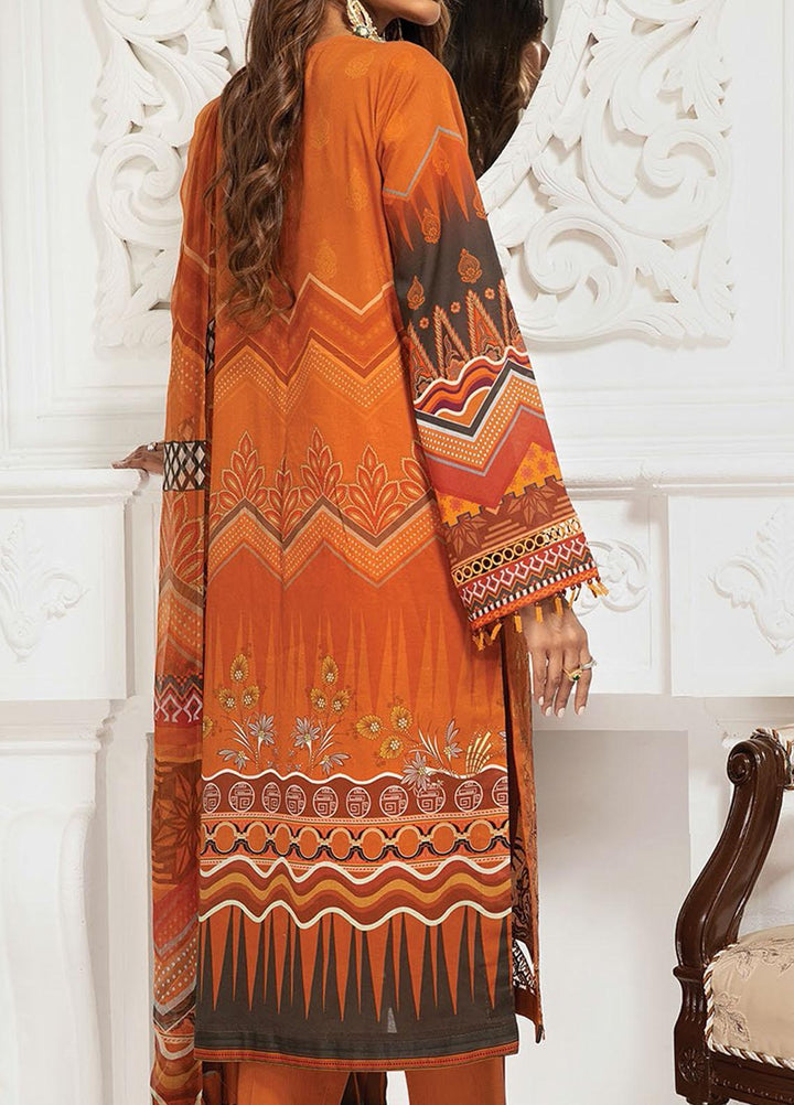Farasha Embroidered Lawn Suits Unstitched 3 Piece FSH21-L3 01 Rust Fire - Festive Collection