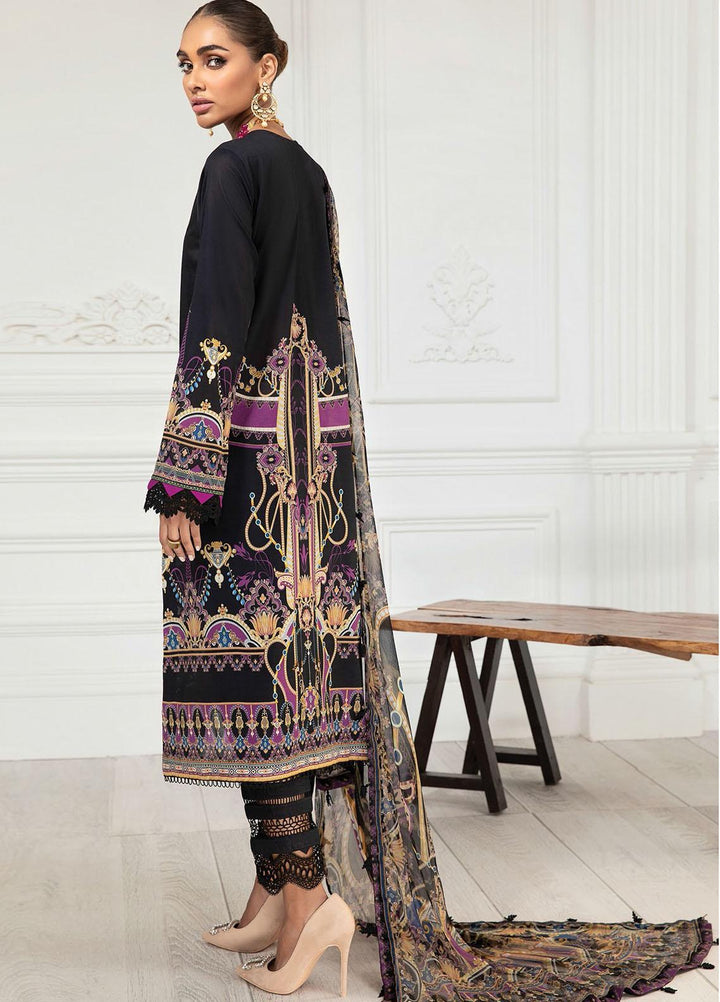 Farasha Embroidered Lawn Suits Unstitched 3 Piece FSH21-L3 02 Black Fresco - Festive Collection