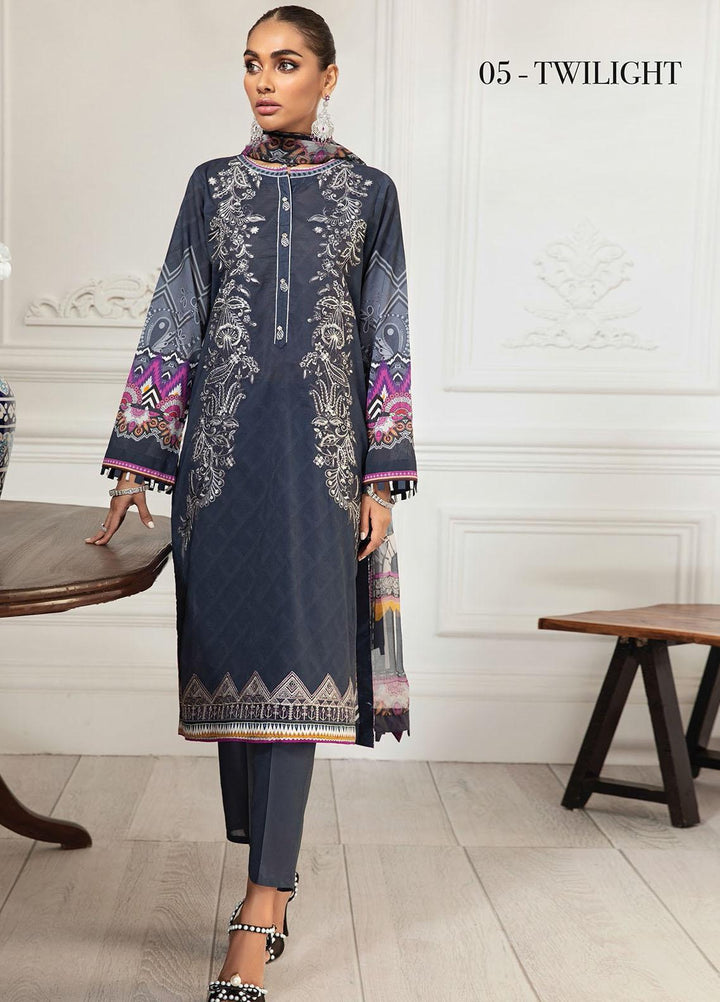 Farasha Embroidered Lawn Suits Unstitched 3 Piece FSH21-L3 05 Twilight - Festive Collection